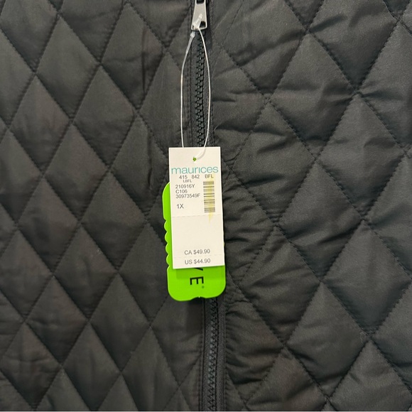 NWT Maurice’s Black Zip Up Recycled Plastic Quilted Puffer Vest Size 1X - Picture 3 of 5
